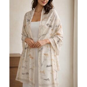 Moschino Cream Silk shoes print Scarf/shawl